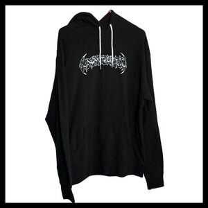 Unintended Mens XL Black Death Metal Graphic Hoodie Streetwear Cotton Pullover